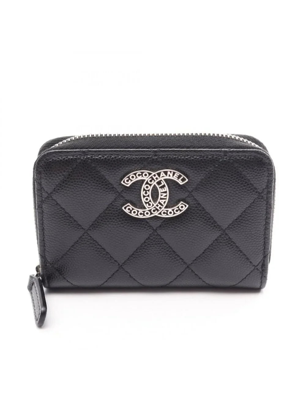 Chanel Coin Case Quilted Black Caviar Leather